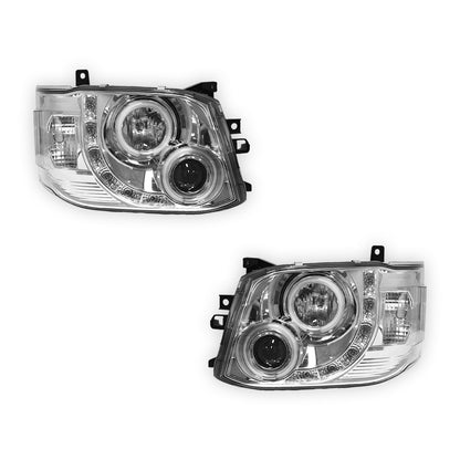Toyota HiAce H200 (2011 - 2014) CCFL Angel-Eyes LED DRL Projector Headlights LH + RH