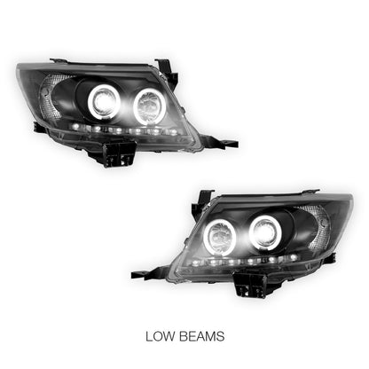 Toyota HiLux Vigo N70 (2011 - 2014) CCFL Angel-Eyes LED DRL Projector Headlights LH + RH