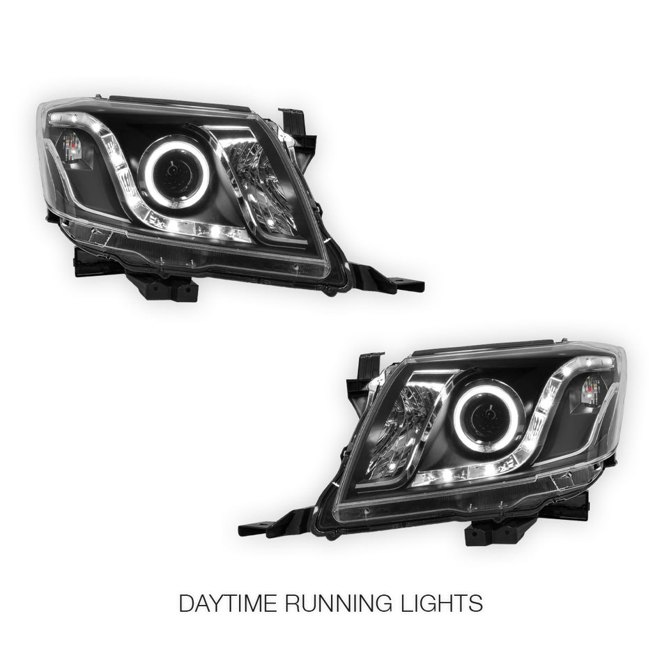 Toyota HiLux Vigo N70 (2011 - 2014) CCFL Angel-Eyes LED DRL Projector Headlights LH + RH