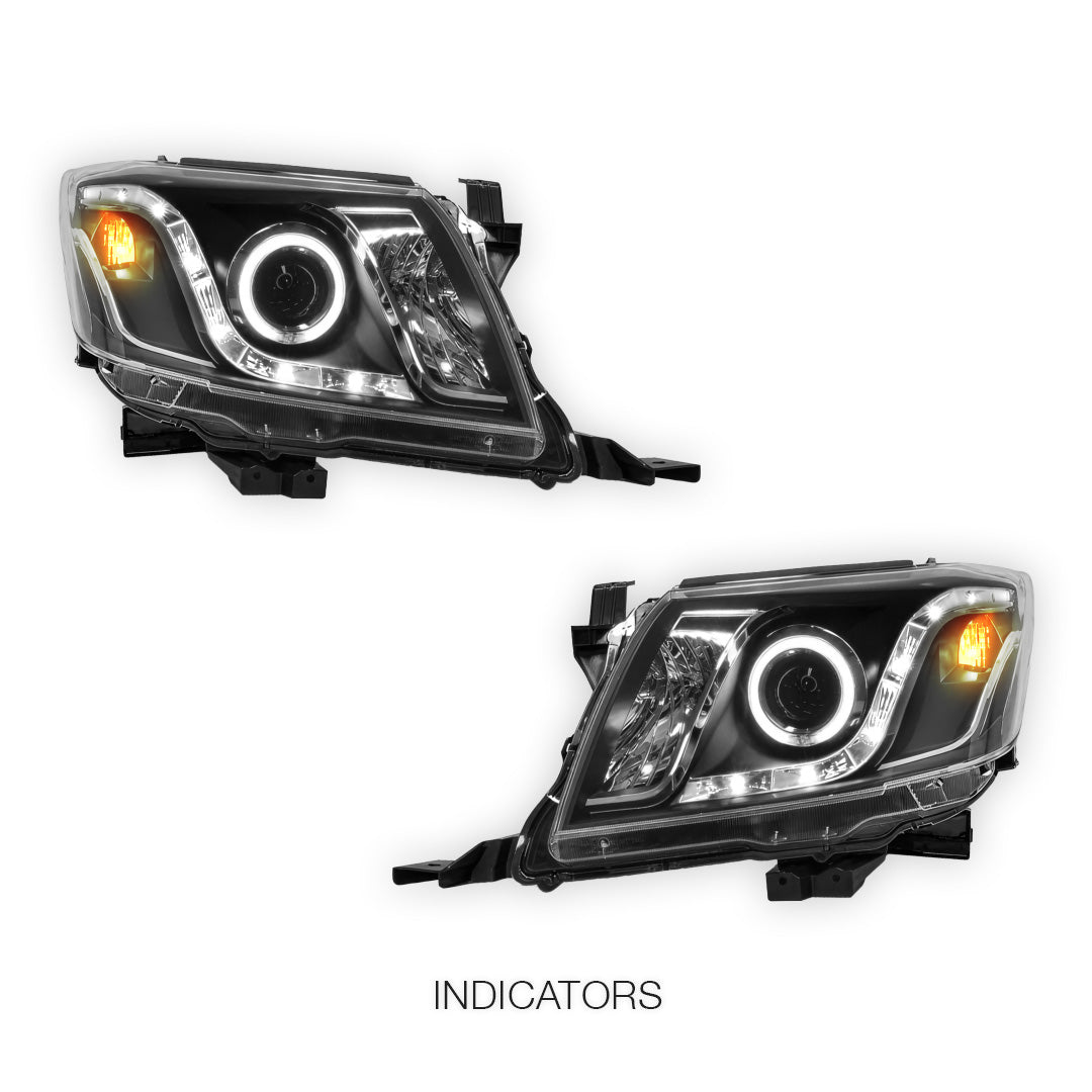 Toyota HiLux Vigo N70 (2011 - 2014) CCFL Angel-Eyes LED DRL Projector Headlights LH + RH