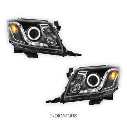 Toyota HiLux Vigo N70 (2011 - 2014) CCFL Angel-Eyes LED DRL Projector Headlights LH + RH
