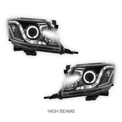 Toyota HiLux Vigo N70 (2011 - 2014) CCFL Angel-Eyes LED DRL Projector Headlights LH + RH
