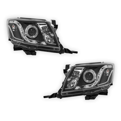 Toyota HiLux Vigo N70 (2011 - 2014) CCFL Angel-Eyes LED DRL Projector Headlights LH + RH