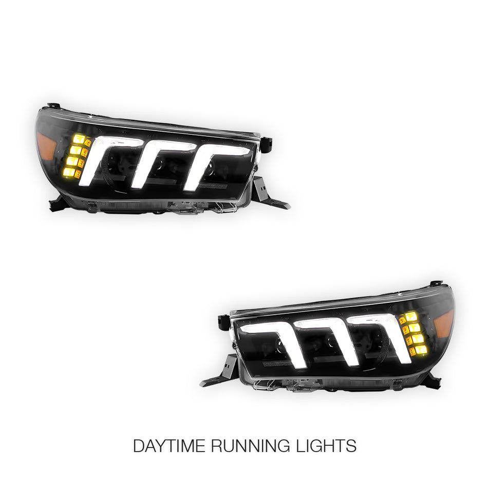 Toyota HiLux N80 (2016 - 2020) Full LED Real DRL Headlights with Sequential Indicators LH + RH