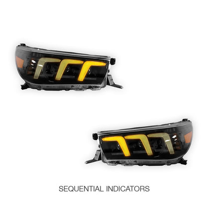 Toyota HiLux N80 (2016 - 2020) Full LED Real DRL Headlights with Sequential Indicators LH + RH
