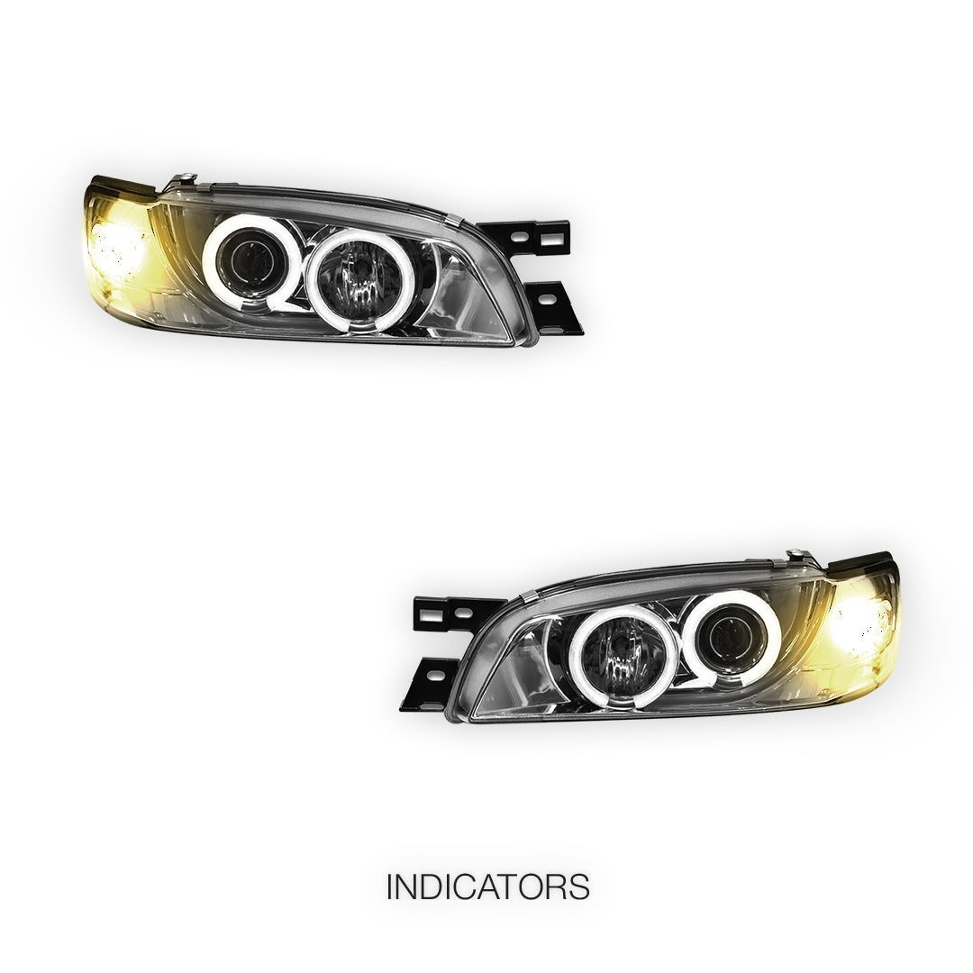 Subaru Impreza GC / GF STI (1994 - 2000) CCFL Angel-Eyes DRL Projector Headlights LH + RH