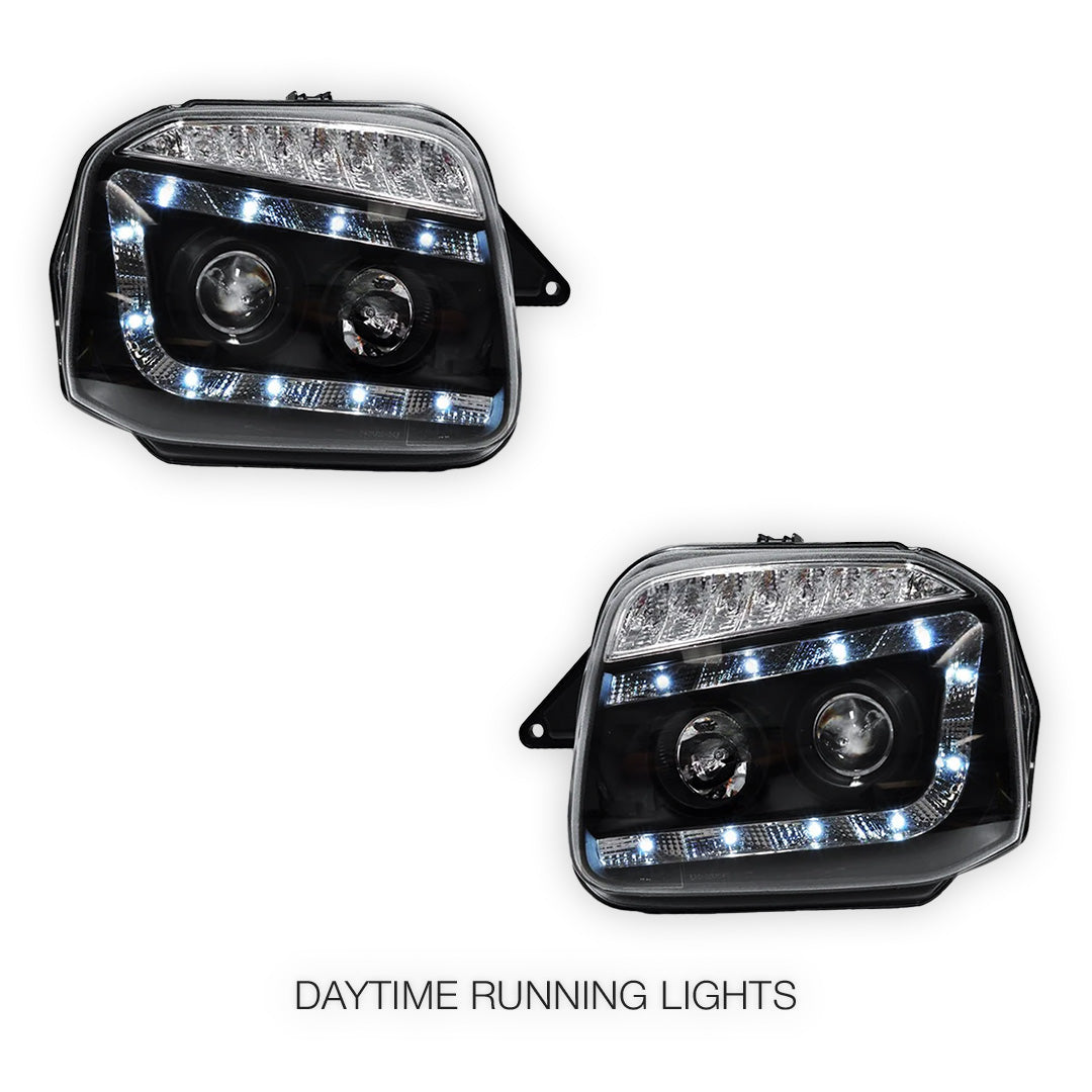 Suzuki Jimny SN413 (1999 - 2018) LED DRL Projector Headlights with LED Indicator LH + RH
