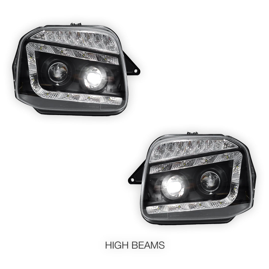 Suzuki Jimny SN413 (1999 - 2018) LED DRL Projector Headlights with LED Indicator LH + RH