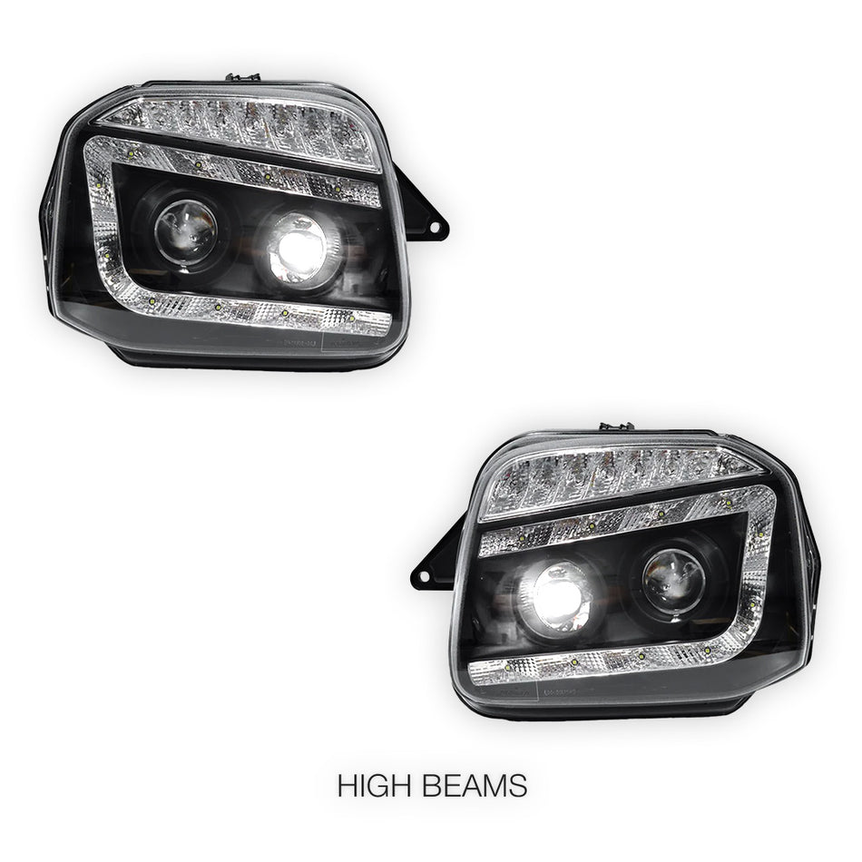 Suzuki Jimny SN413 (1999 - 2018) LED DRL Projector Headlights with LED Indicator LH + RH