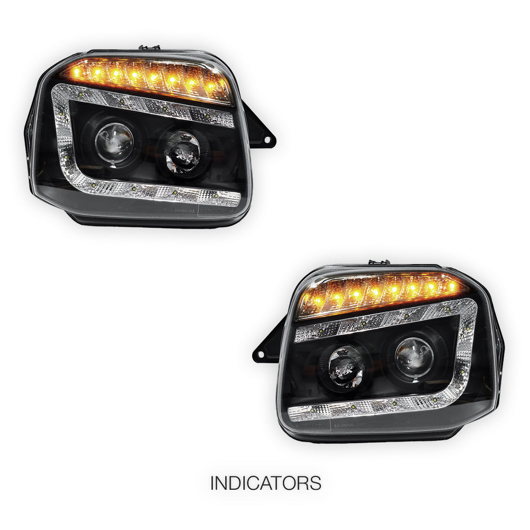 Suzuki Jimny SN413 (1999 - 2018) LED DRL Projector Headlights with LED Indicator LH + RH