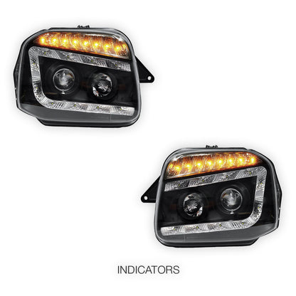 Suzuki Jimny SN413 (1999 - 2018) LED DRL Projector Headlights with LED Indicator LH + RH