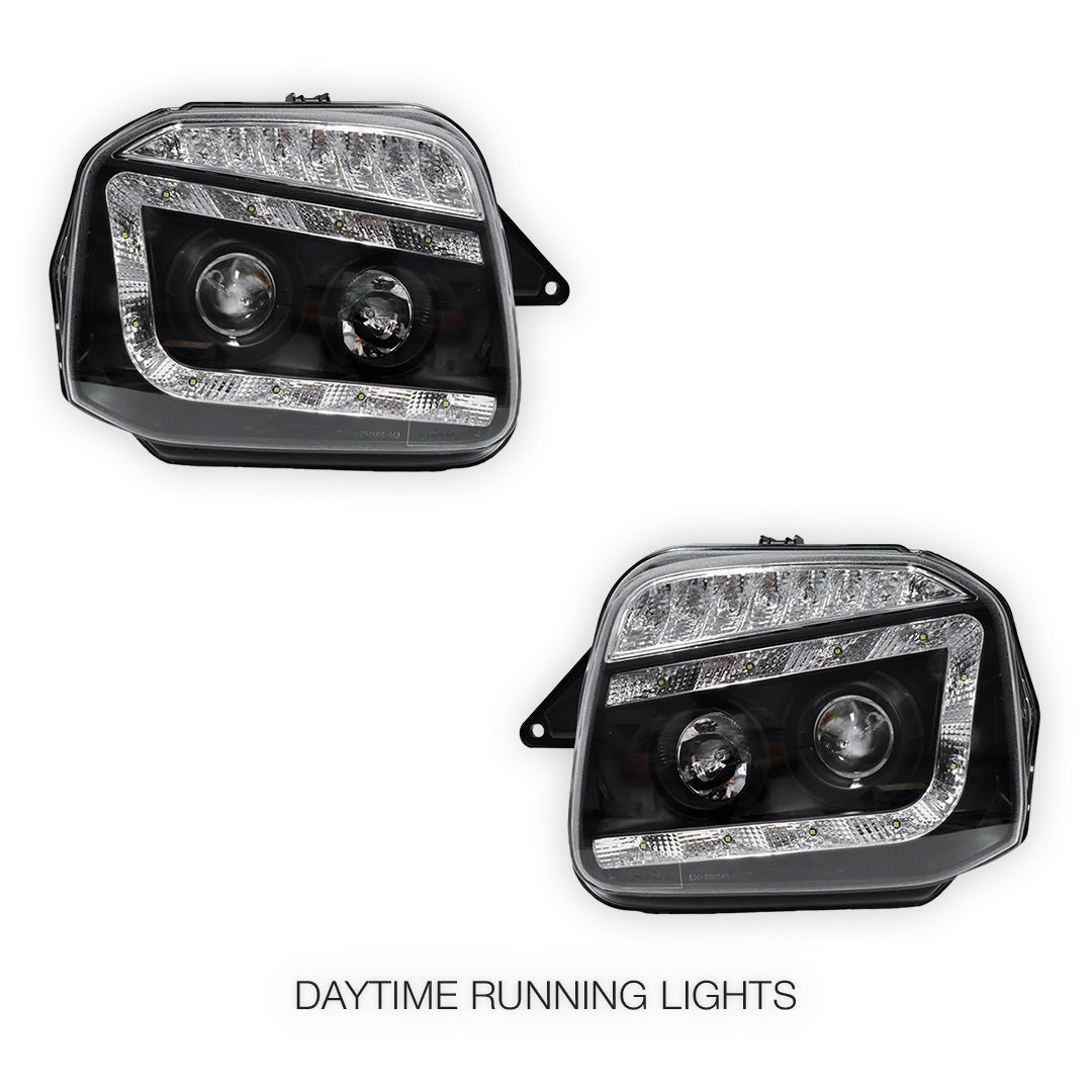 Suzuki Jimny SN413 (1999 - 2018) LED DRL Projector Headlights with LED Indicator LH + RH