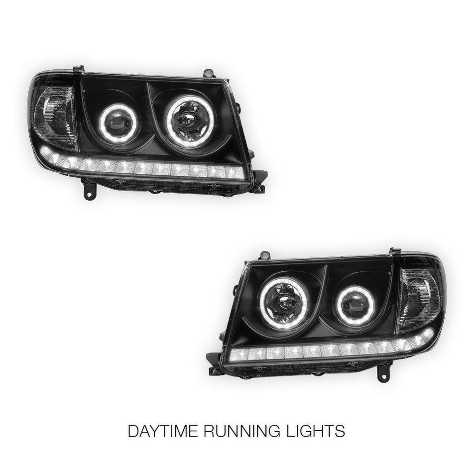 Toyota LandCruiser 100 Series (2005 - 2007) LED DRL Projector Headlights LH + RH