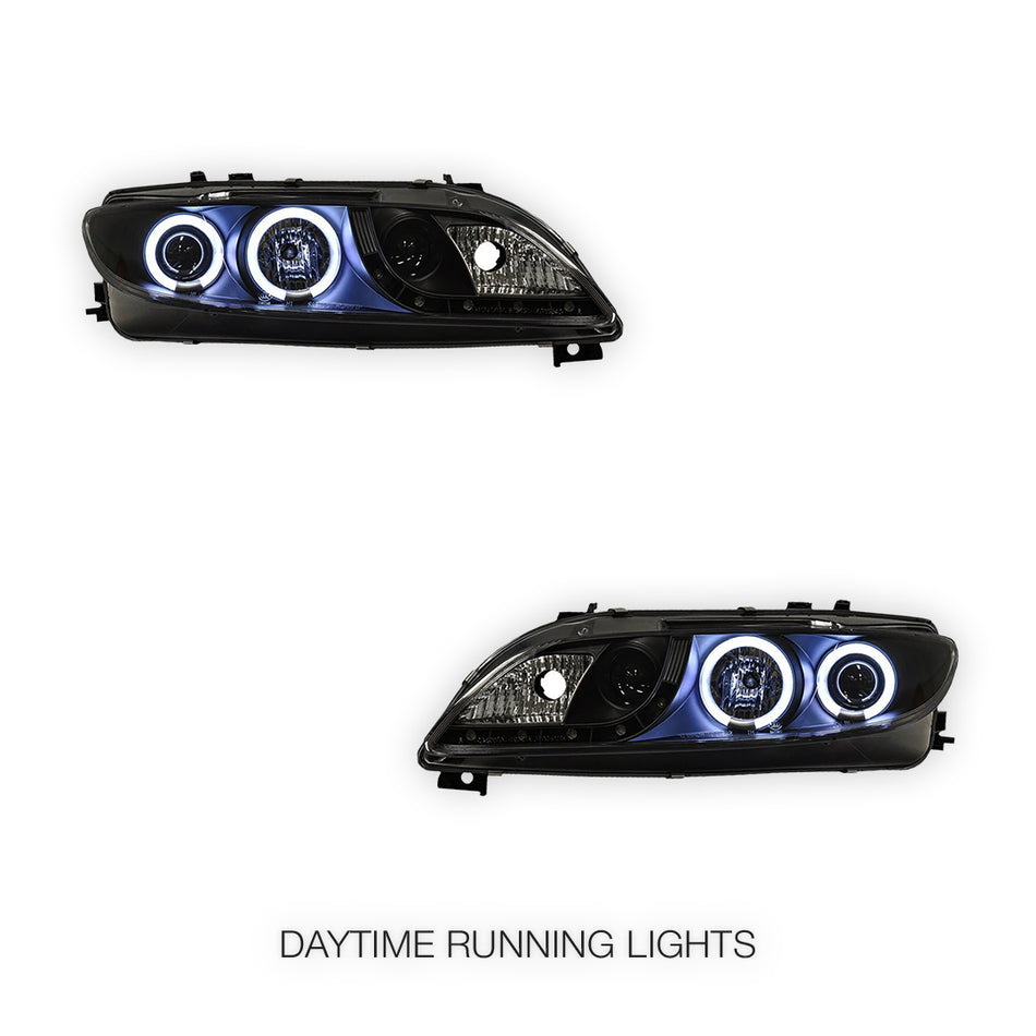 Mazda 6 GG / GY (2002 - 2007) LED DRL CCFL Angel-Eyes Projector Headlights LH + RH