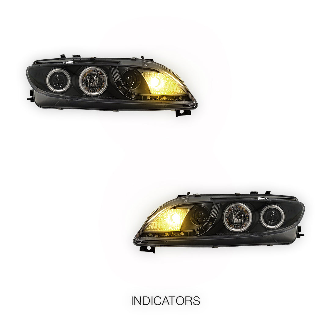 Mazda 6 GG / GY (2002 - 2007) LED DRL CCFL Angel-Eyes Projector Headlights LH + RH