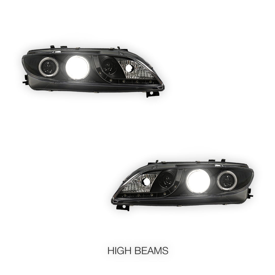 Mazda 6 GG / GY (2002 - 2007) LED DRL CCFL Angel-Eyes Projector Headlights LH + RH