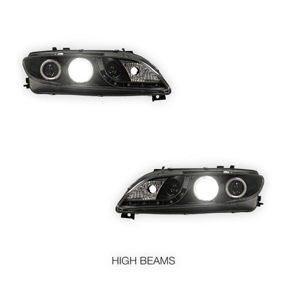 Mazda 6 GG / GY (2002 - 2007) LED DRL CCFL Angel-Eyes Projector Headlights LH + RH