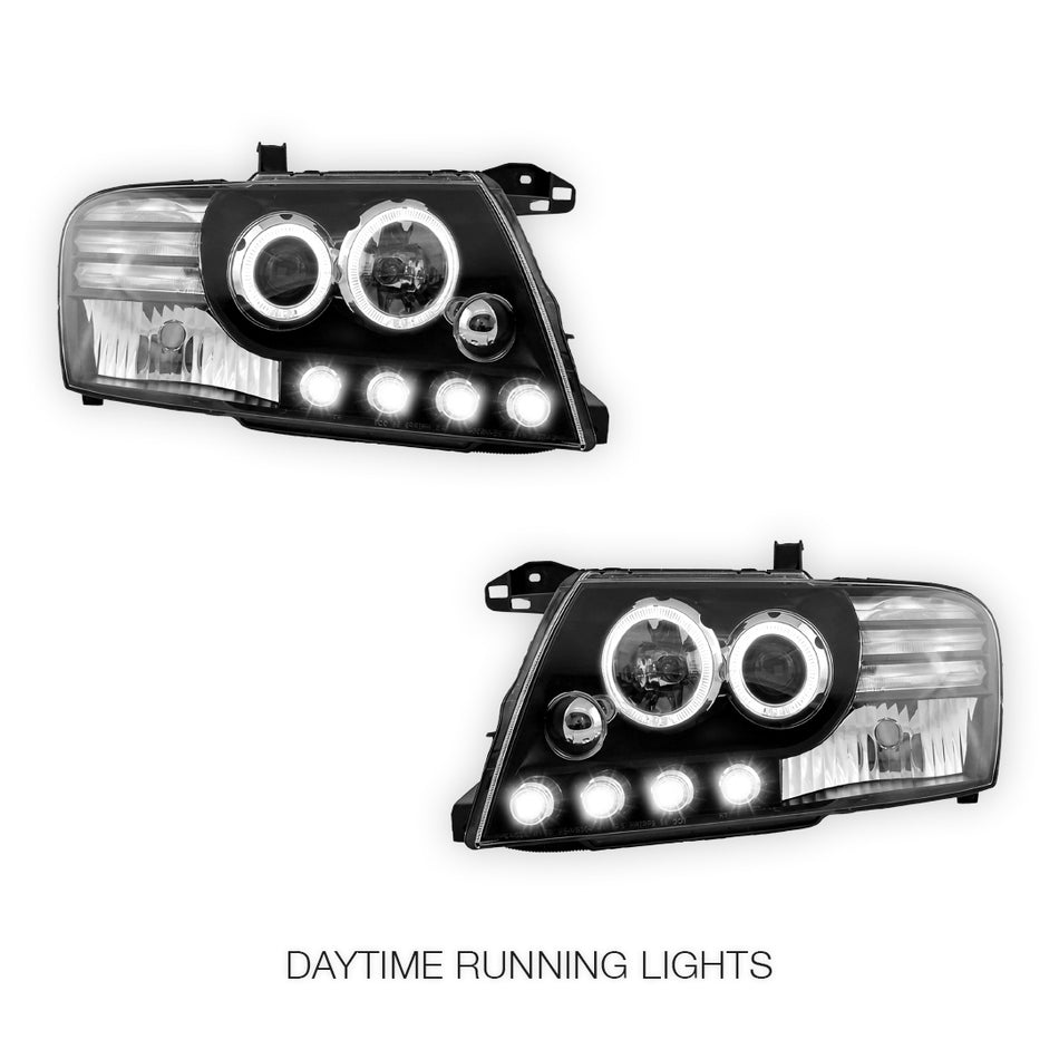 Mitsubishi Pajero NM / NP (2000 - 2006) High power LED Angel Eyes Projector Headlights LH + RH