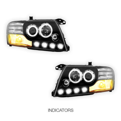 Mitsubishi Pajero NM / NP (2000 - 2006) High power LED Angel Eyes Projector Headlights LH + RH