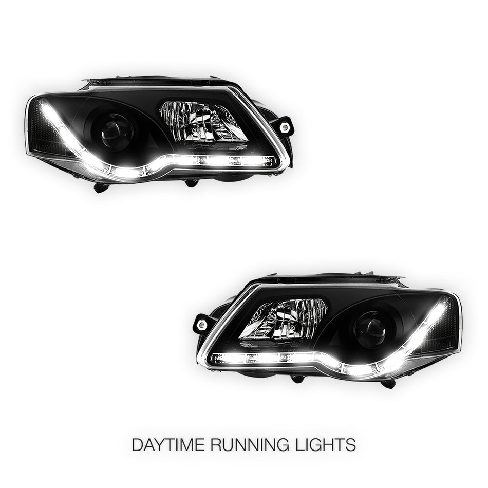 Volkswagen Passat B6 3C (2006 - 2010) DRL LED Dual Beam Projector Headlights LH + RH
