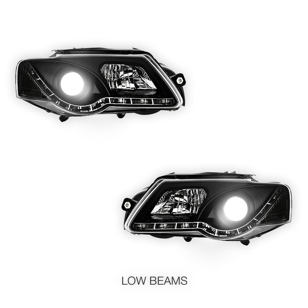 Volkswagen Passat B6 3C (2006 - 2010) DRL LED Dual Beam Projector Headlights LH + RH