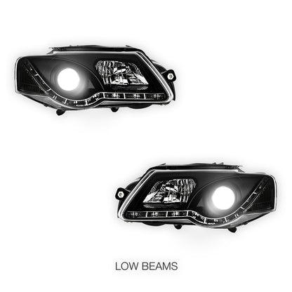 Volkswagen Passat B6 3C (2006 - 2010) DRL LED Dual Beam Projector Headlights LH + RH
