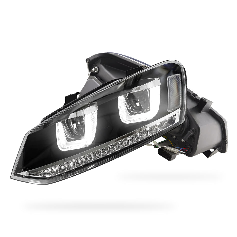 Volkswagen Polo 6R (2010 - 2016) R Style LED DRL Projector Head Lights with Sequential Indicators LH + RH