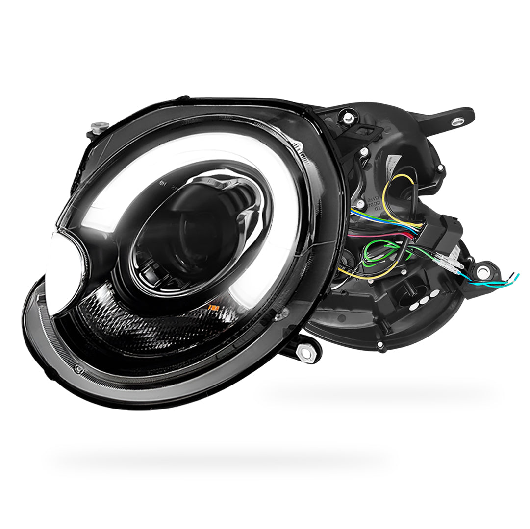 Mini Cooper R55 / R56 / R57 / R58 / R59 (2007 - 2013) Halogen Model F56 Style 3D LED Bar DRL Dual Beam Projector Headlights LH + RH