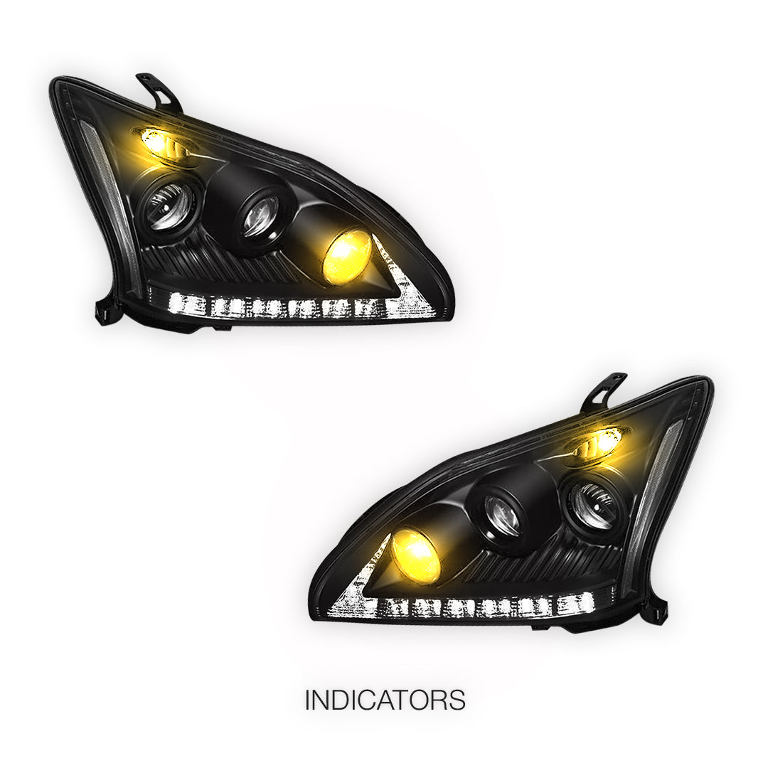 Lexus RX400H MHU33 / MHU38 (2005 - 2008) LED DRL Projector Headlights LH + RH