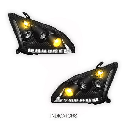 Lexus RX400H MHU33 / MHU38 (2005 - 2008) LED DRL Projector Headlights LH + RH