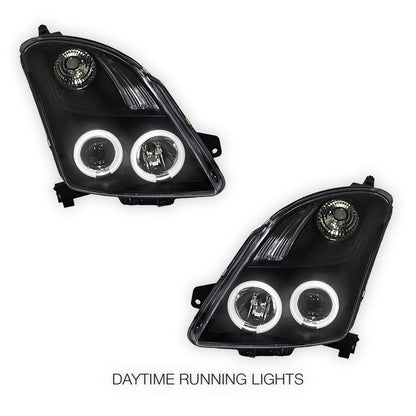 Suzuki Swift EZ (2004 - 2010) Halogen Model CCFL Angel Eyes Projector Headlights LH + RH