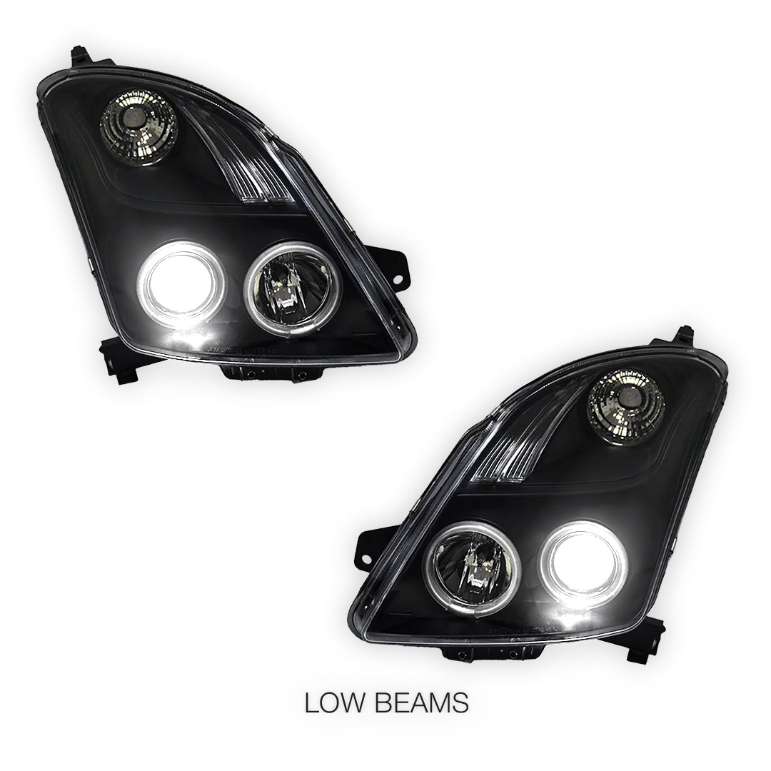 Suzuki Swift EZ (2004 - 2010) Halogen Model CCFL Angel Eyes Projector Headlights LH + RH