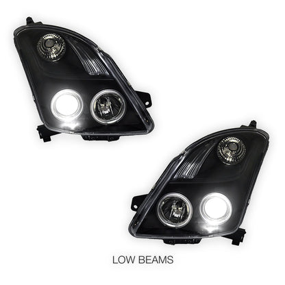Suzuki Swift EZ (2004 - 2010) Halogen Model CCFL Angel Eyes Projector Headlights LH + RH