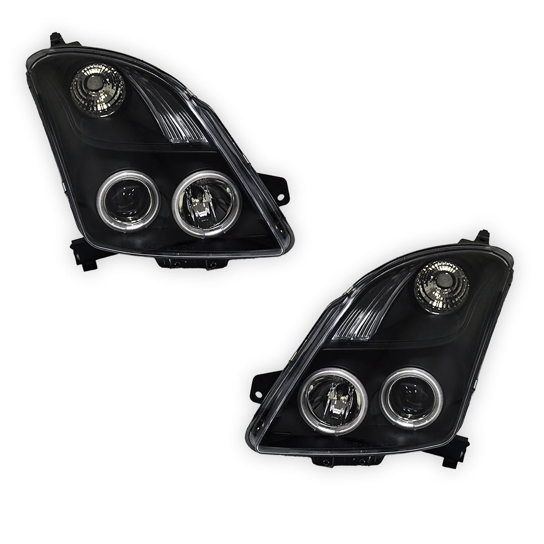 Suzuki Swift EZ (2004 - 2010) Halogen Model CCFL Angel Eyes Projector Headlights LH + RH