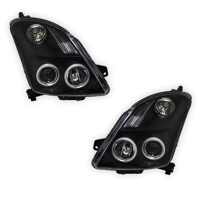 Suzuki Swift EZ (2004 - 2010) Halogen Model CCFL Angel Eyes Projector Headlights LH + RH
