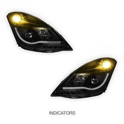 Suzuki Swift FZ (2011 - 2017) Black LED DRL Projector Headlights LH + RH