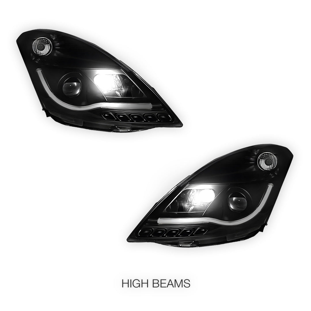Suzuki Swift FZ (2011 - 2017) Black LED DRL Projector Headlights LH + RH