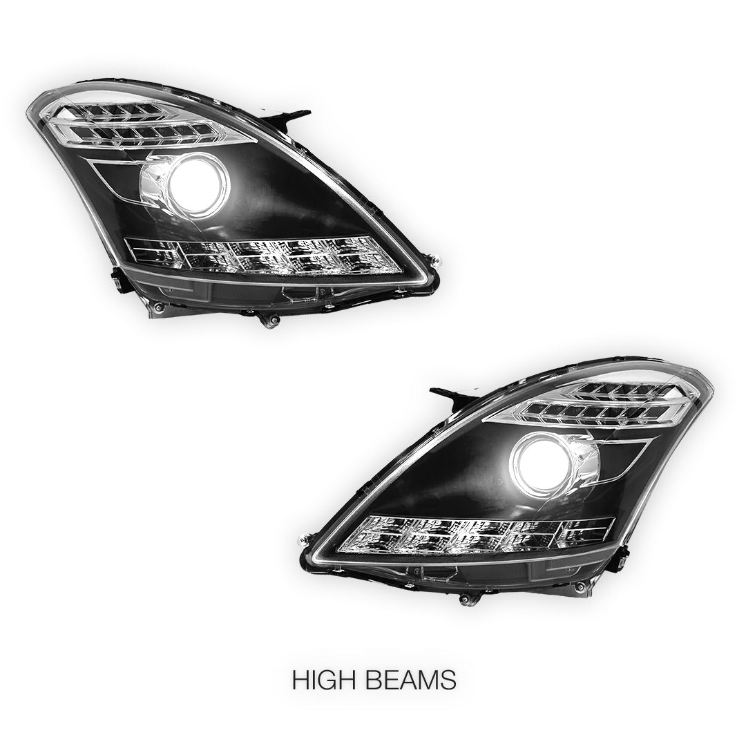 Suzuki Swift FZ (2011 - 2017) Black LED DRL Projector Headlights LH + RH