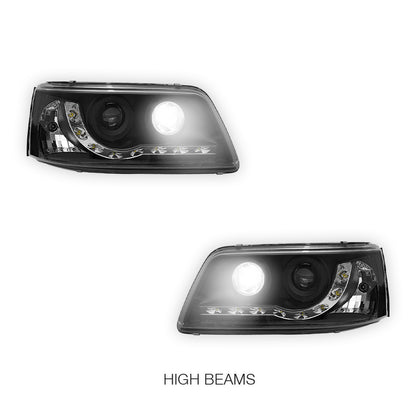 Volkswagen Transporter T5 (2004 - 2010) LED DRL Projector Headlights LH + RH