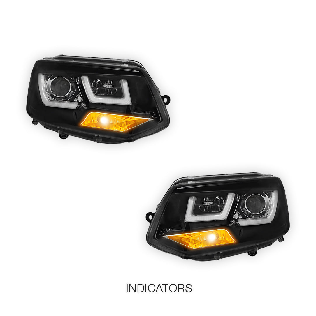Volkswagen Transporter T5 (2011 - 2015) 3D LED Stripe DRL Projector Headlights LH + RH
