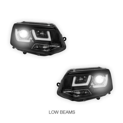 Volkswagen Transporter T5 (2011 - 2015) 3D LED Stripe DRL Projector Headlights LH + RH