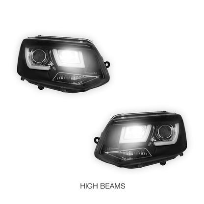 Volkswagen Transporter T5 (2011 - 2015) 3D LED Stripe DRL Projector Headlights LH + RH