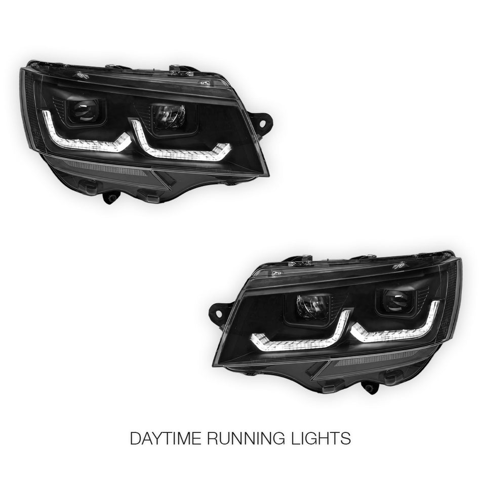 Volkswagen Transporter T6.1 (2020 - 2024) DRL LED Projector Headlights with Sequential Indicators LH + RH