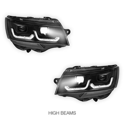 Volkswagen Transporter T6.1 (2020 - 2024) DRL LED Projector Headlights with Sequential Indicators LH + RH