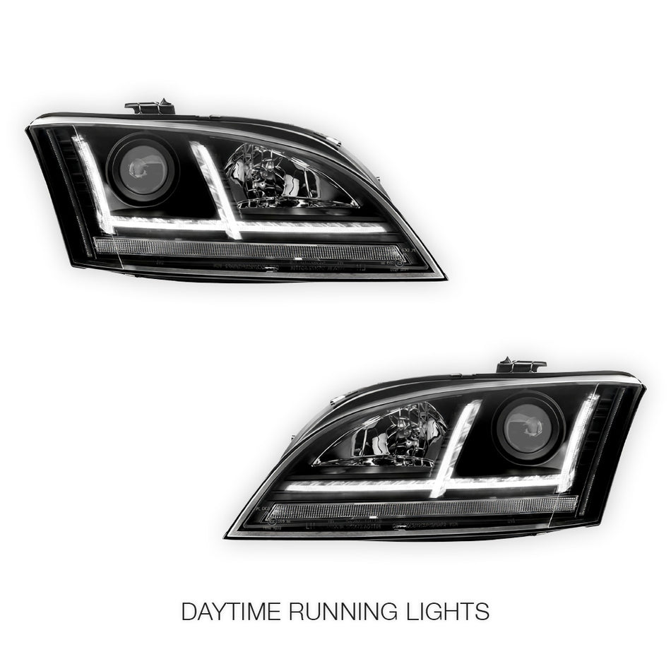 Audi TT 8J (2006 - 2014) Xenon Model Black 3D DRL LED Projector Headlights LH + RH