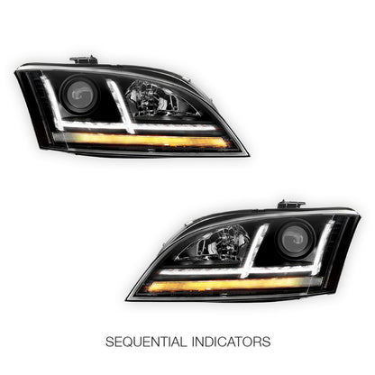 Audi TT 8J (2006 - 2014) Xenon Model Black 3D DRL LED Projector Headlights LH + RH