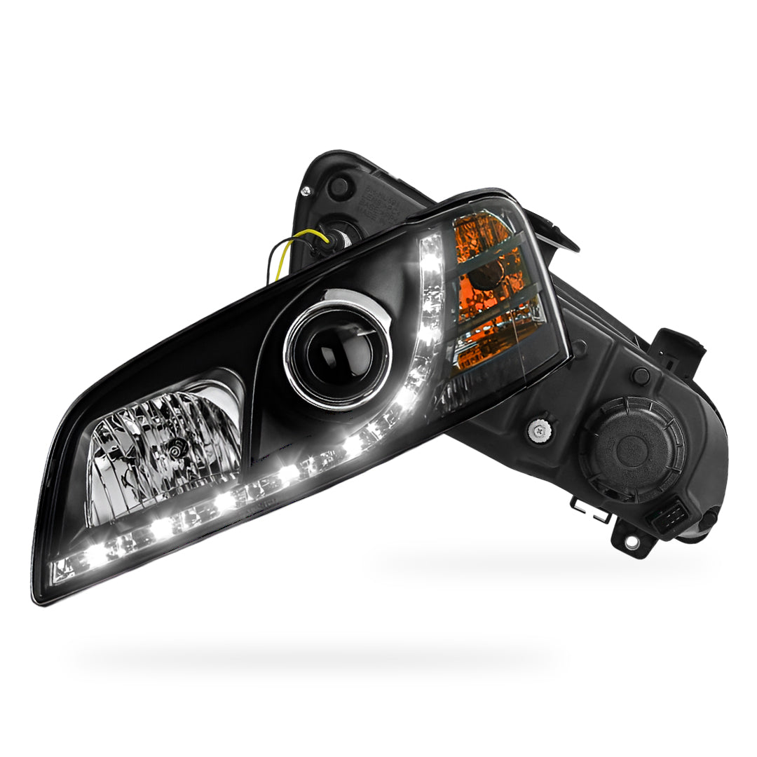Holden Commodore VE Series 1 (2006 - 2009) Black DRL LED Projector Headlights LH + RH
