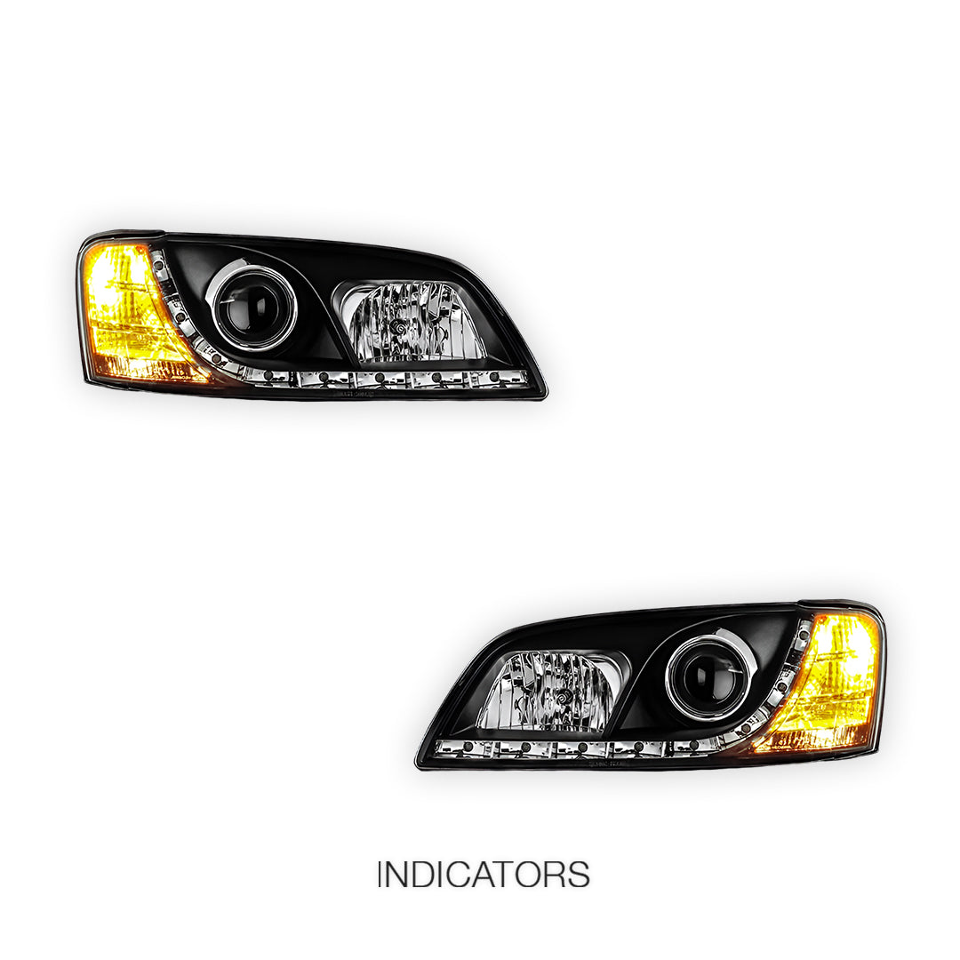 Holden Commodore VE Series 1 (2006 - 2009) Black DRL LED Projector Headlights LH + RH