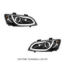 Holden Commodore VE Series 2 (2009 - 2013) Black LED 3D DRL Projector Headlights LH + RH