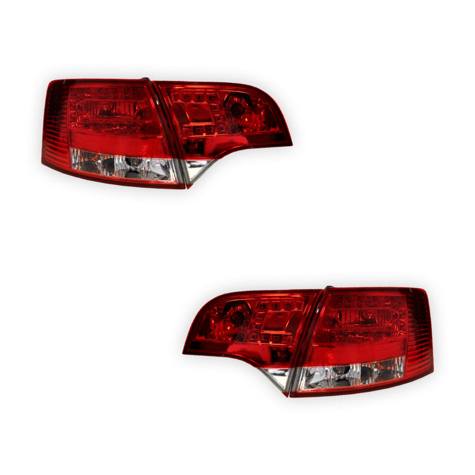 Audi A4 B7 (2005 - 2008) Clear Red LED Tail Lights LH + RH
